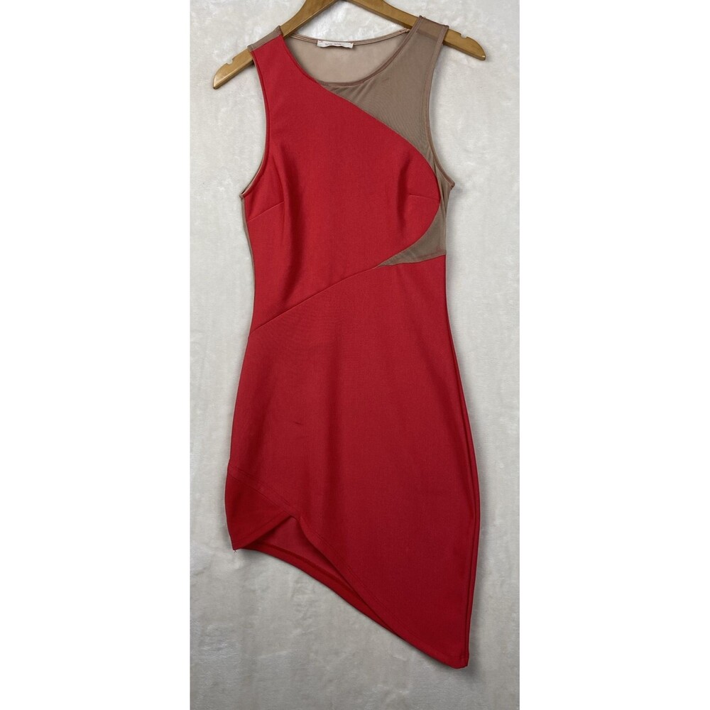 Vintage 70s Winwin Bodycon Dress Womens Small Knit Stretch Asymmetrical Party